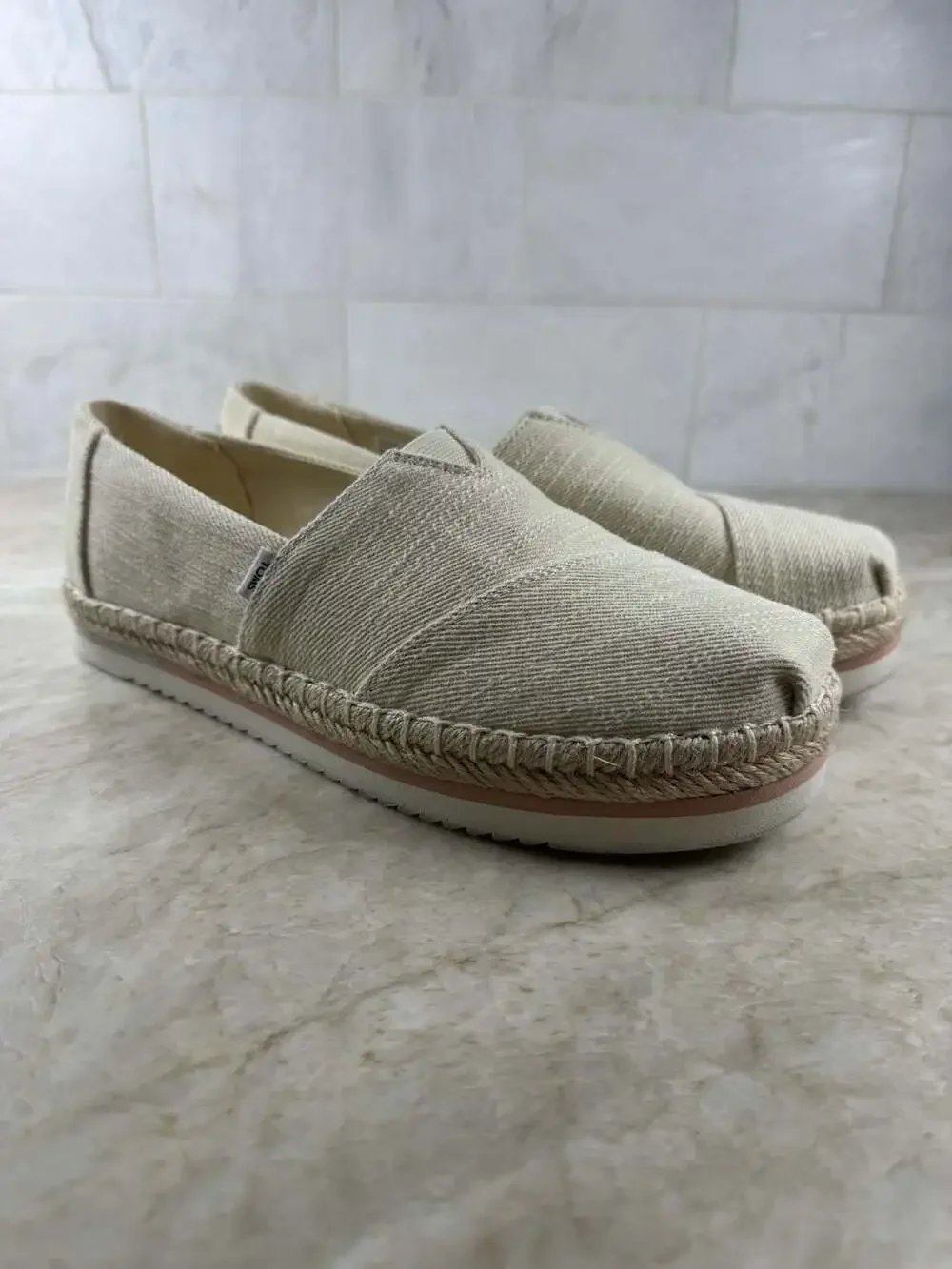TOMS Alpargata Platform Rope Espadrille Natural Slip On Shoes Womens 7.5